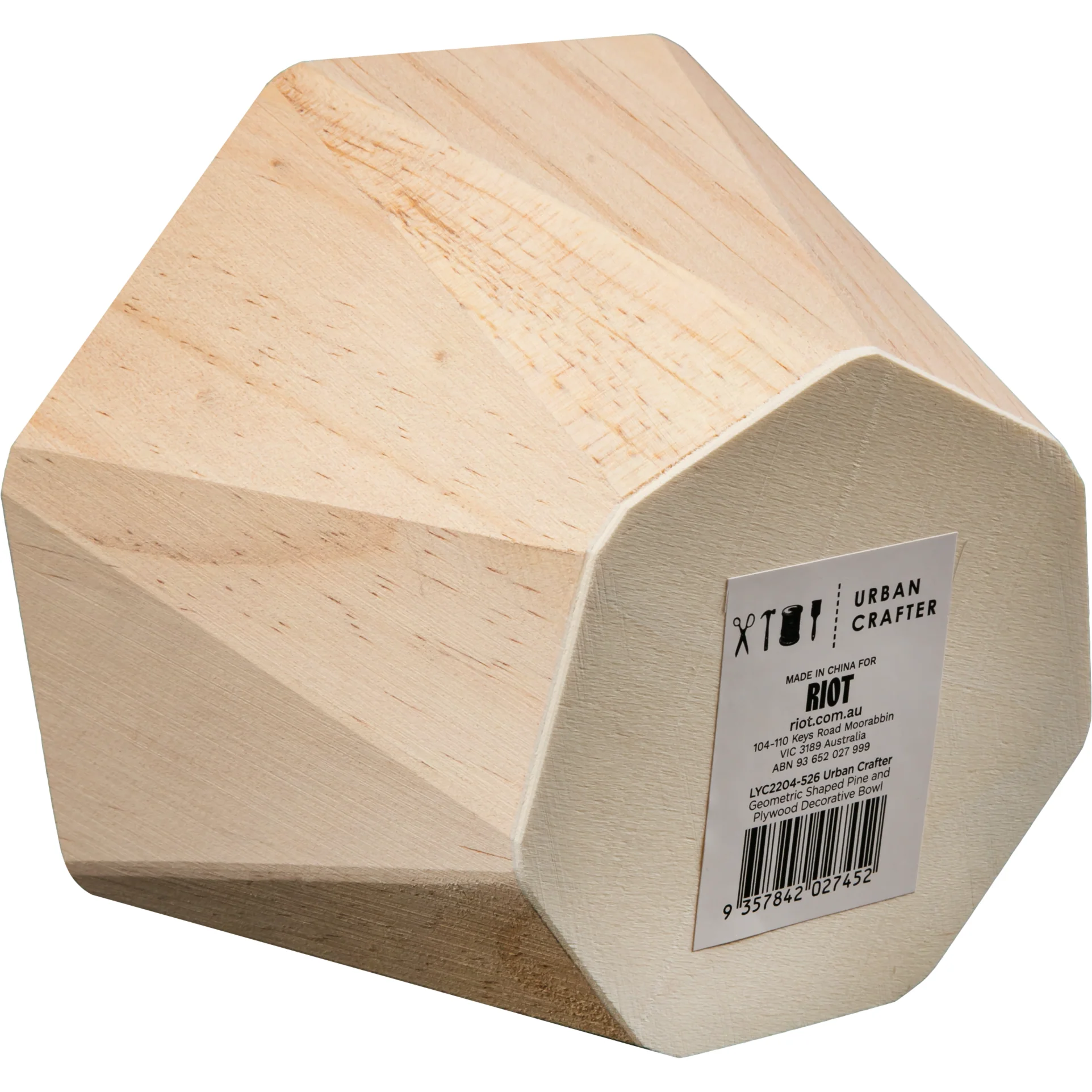 Urban Crafter Geometric Shaped Pine and Plywood Decorative Bowl 15 x 15 x 10cm - Image 3