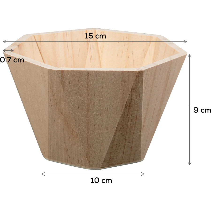 Urban Crafter Geometric Shaped Pine and Plywood Decorative Bowl 15 x 15 x 10cm - Image 5