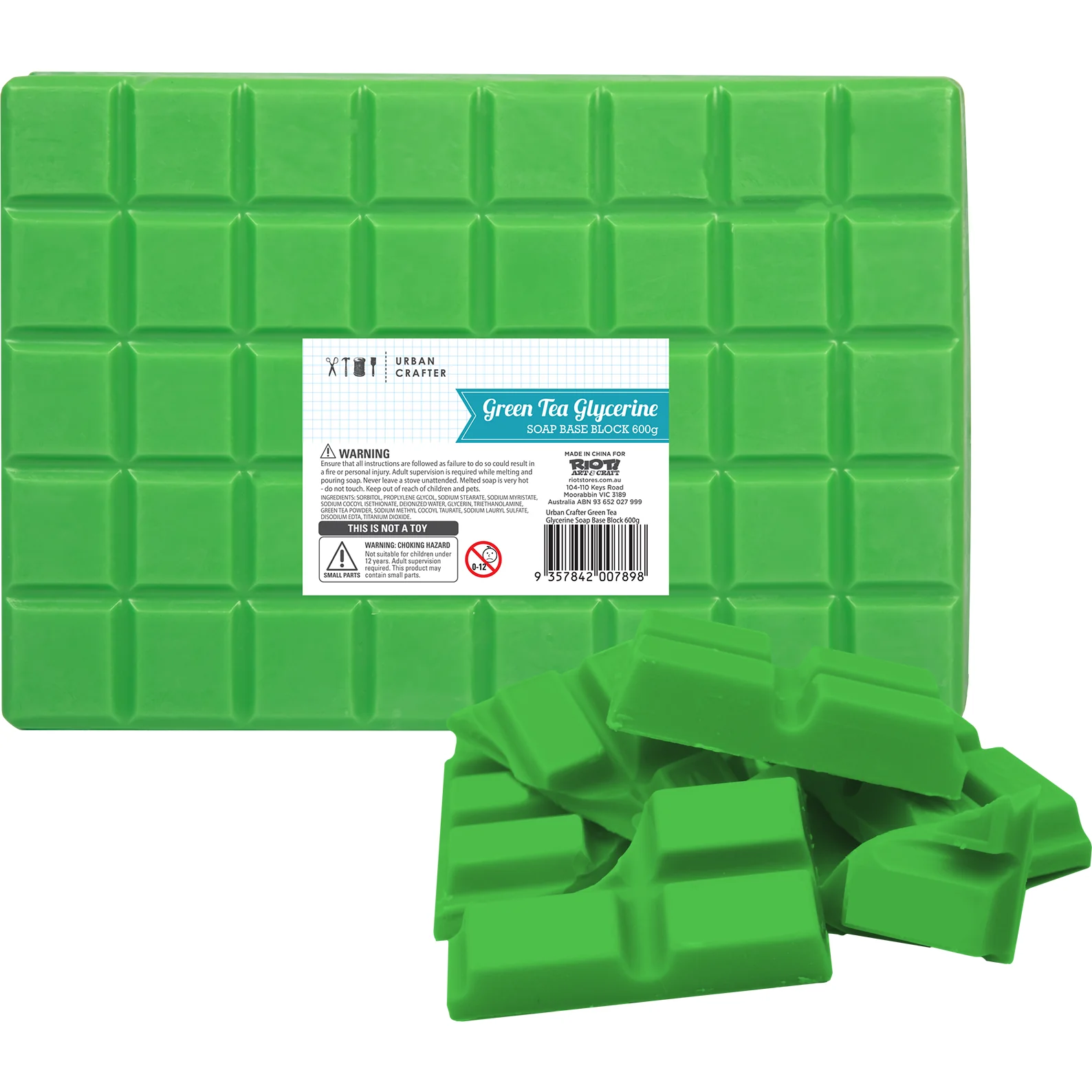 Urban Crafter Green Tea and White Glycerine Soap Base Block 600g