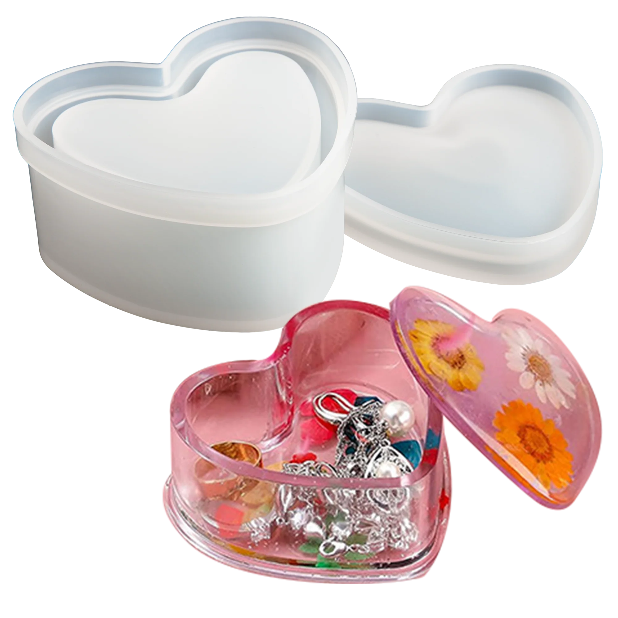 Urban Crafter Heart Box  Silicone Mould 8x7.2x3.7cm