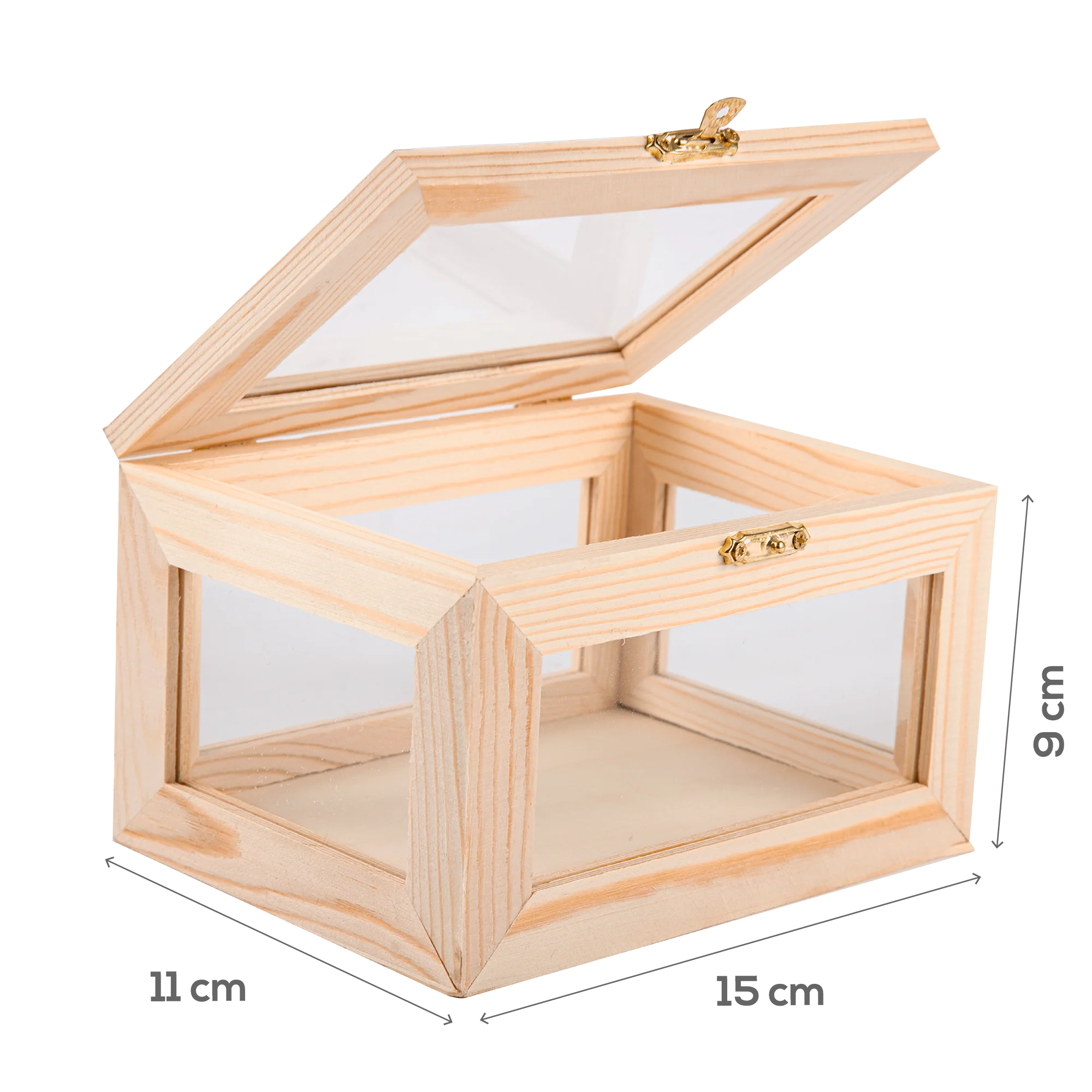 Urban Crafter Pine Frame Box with Window Sides 15x11x9cm - Image 3