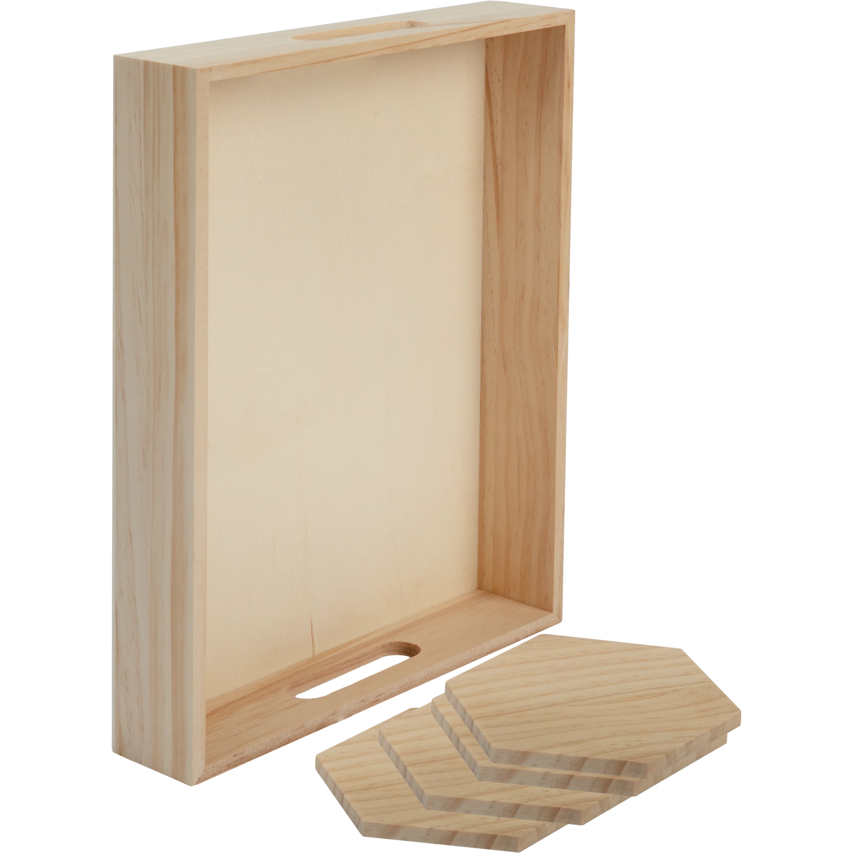 Urban Crafter Pine Rectangular Tray and Hexaganol Coaster Set (5 Pieces) - Image 4