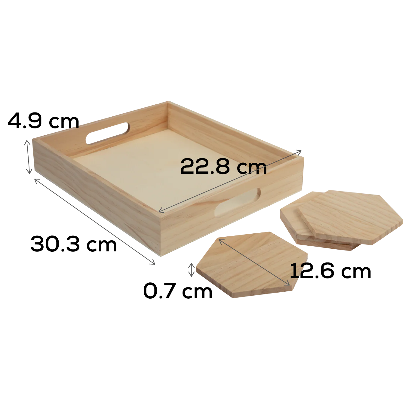 Urban Crafter Pine Rectangular Tray and Hexaganol Coaster Set (5 Pieces) - Image 5