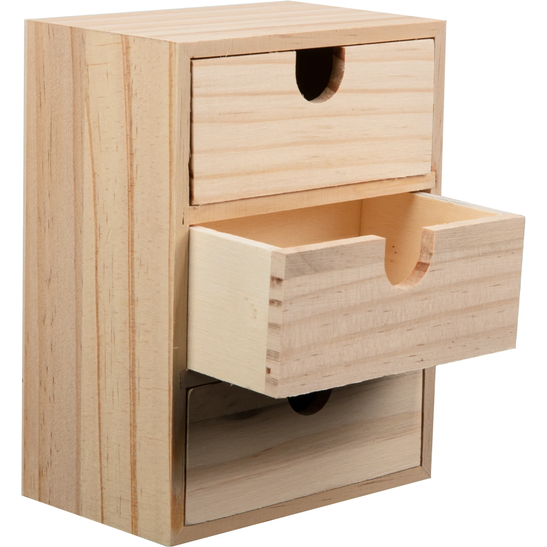 Urban Crafter Plywood and Pine Three Drawer Storage Box 11 x 17 x 14.5cm - Image 3