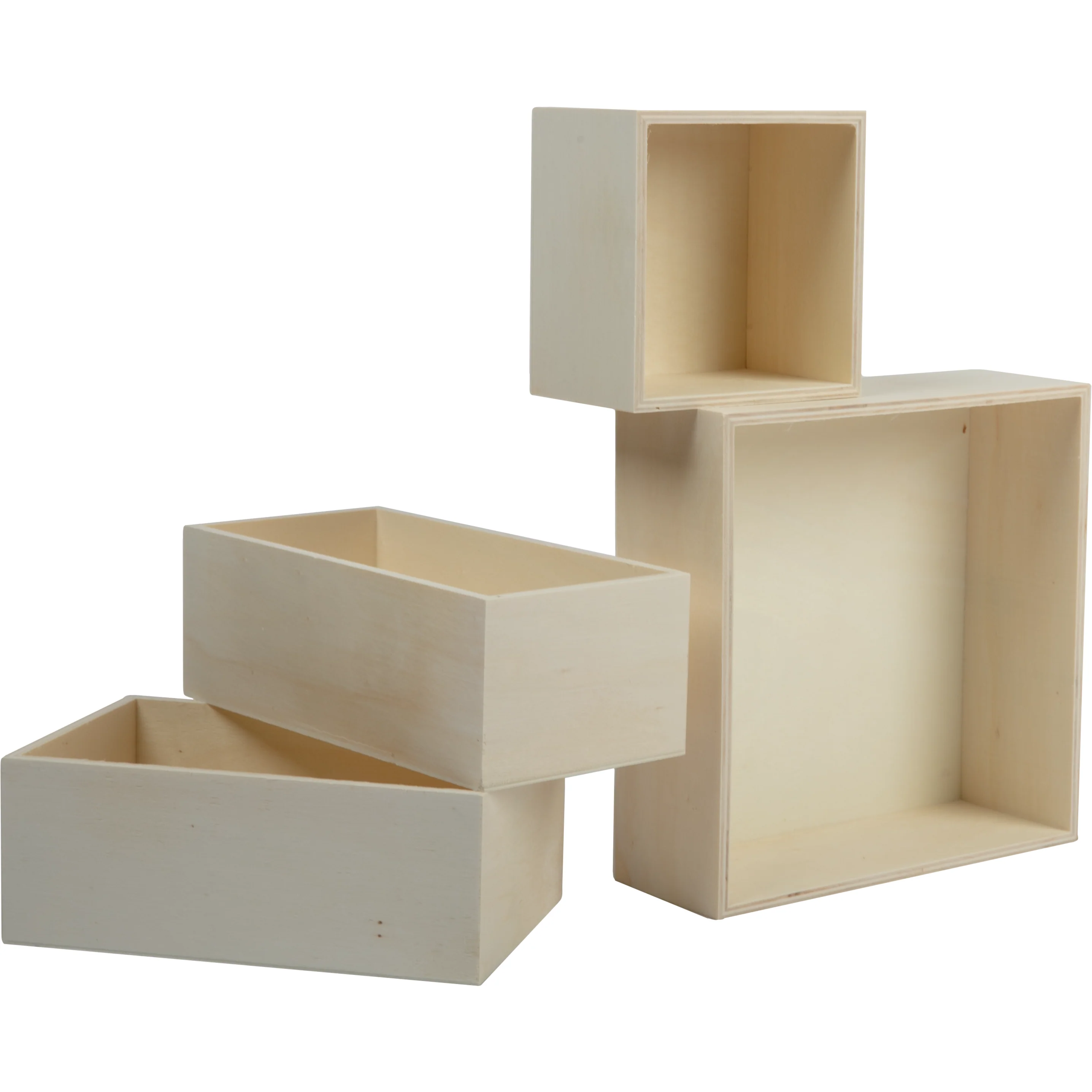 Urban Crafter Plywood Box Set 4 pieces (1: 16.5x10.1x6.3cm 2: 17.7x8.8x6.3cm 3: 17.7x17.7x6.3cm 4: 10.1x10.1x6.3cm)