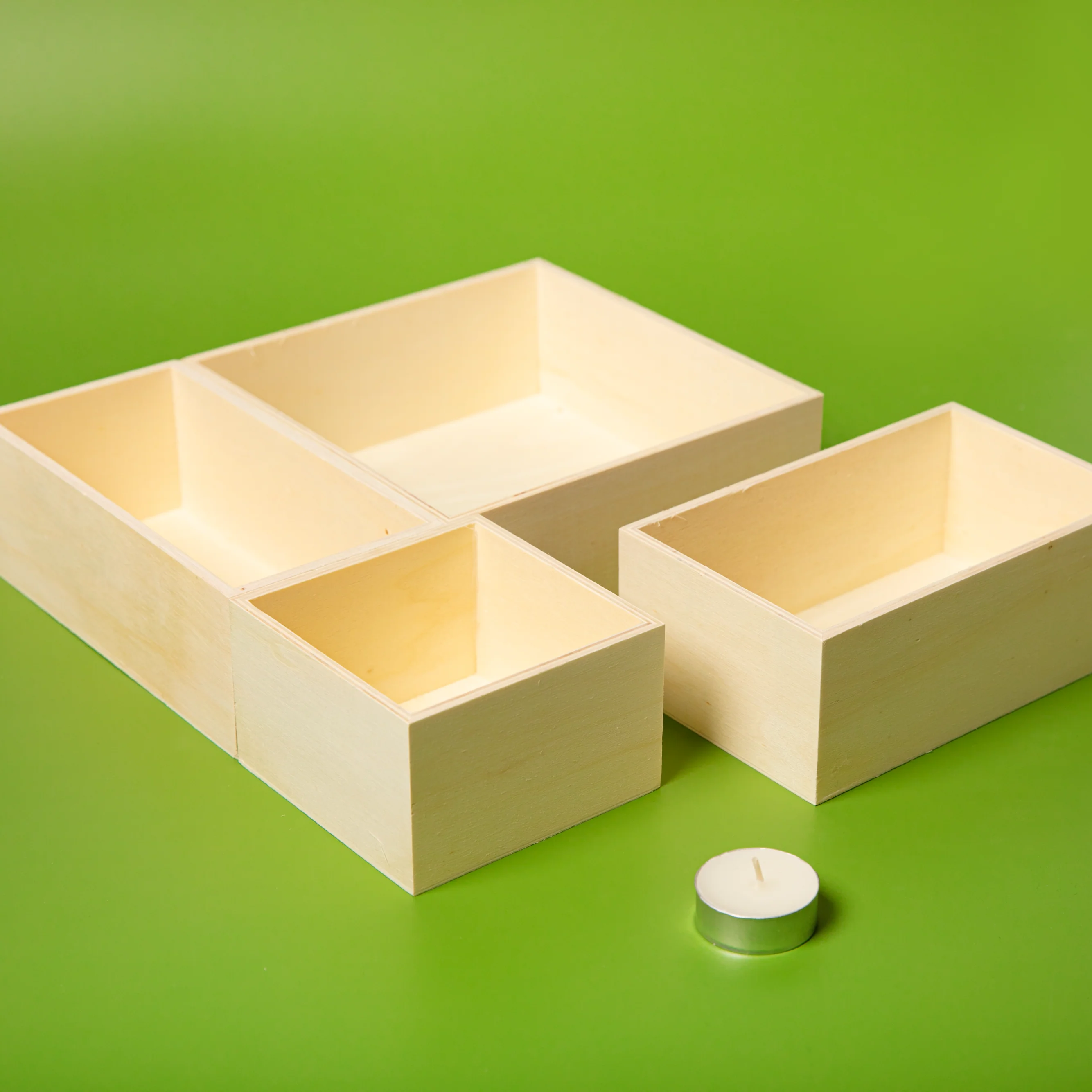 Urban Crafter Plywood Box Set 4 pieces (1: 16.5x10.1x6.3cm 2: 17.7x8.8x6.3cm 3: 17.7x17.7x6.3cm 4: 10.1x10.1x6.3cm) - Image 3