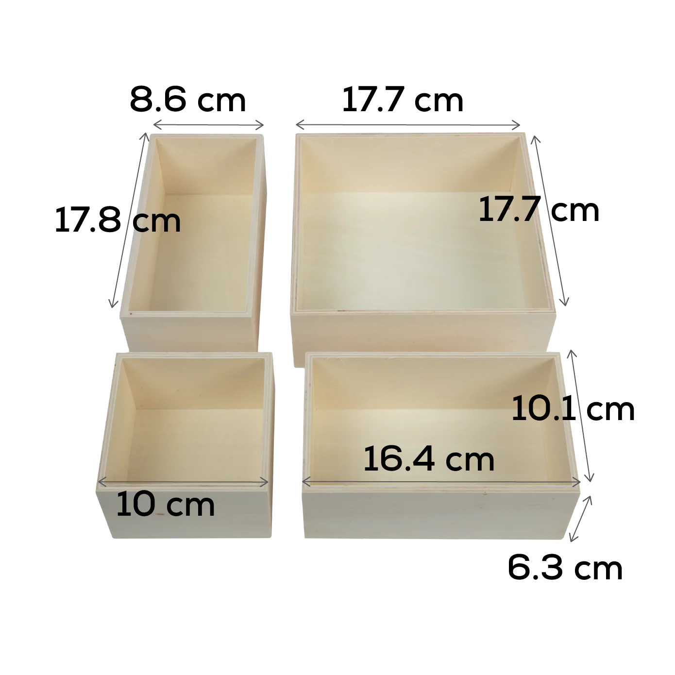 Urban Crafter Plywood Box Set 4 pieces (1: 16.5x10.1x6.3cm 2: 17.7x8.8x6.3cm 3: 17.7x17.7x6.3cm 4: 10.1x10.1x6.3cm) - Image 5