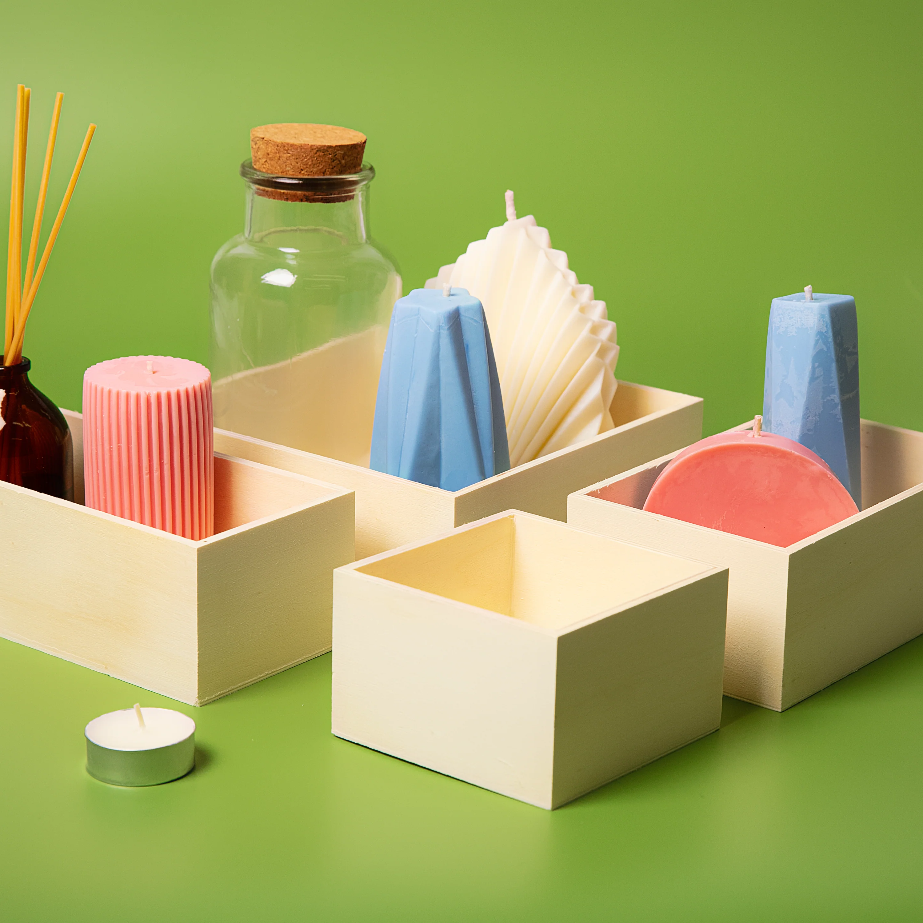 Urban Crafter Plywood Box Set 4 pieces (1: 16.5x10.1x6.3cm 2: 17.7x8.8x6.3cm 3: 17.7x17.7x6.3cm 4: 10.1x10.1x6.3cm) - Image 6