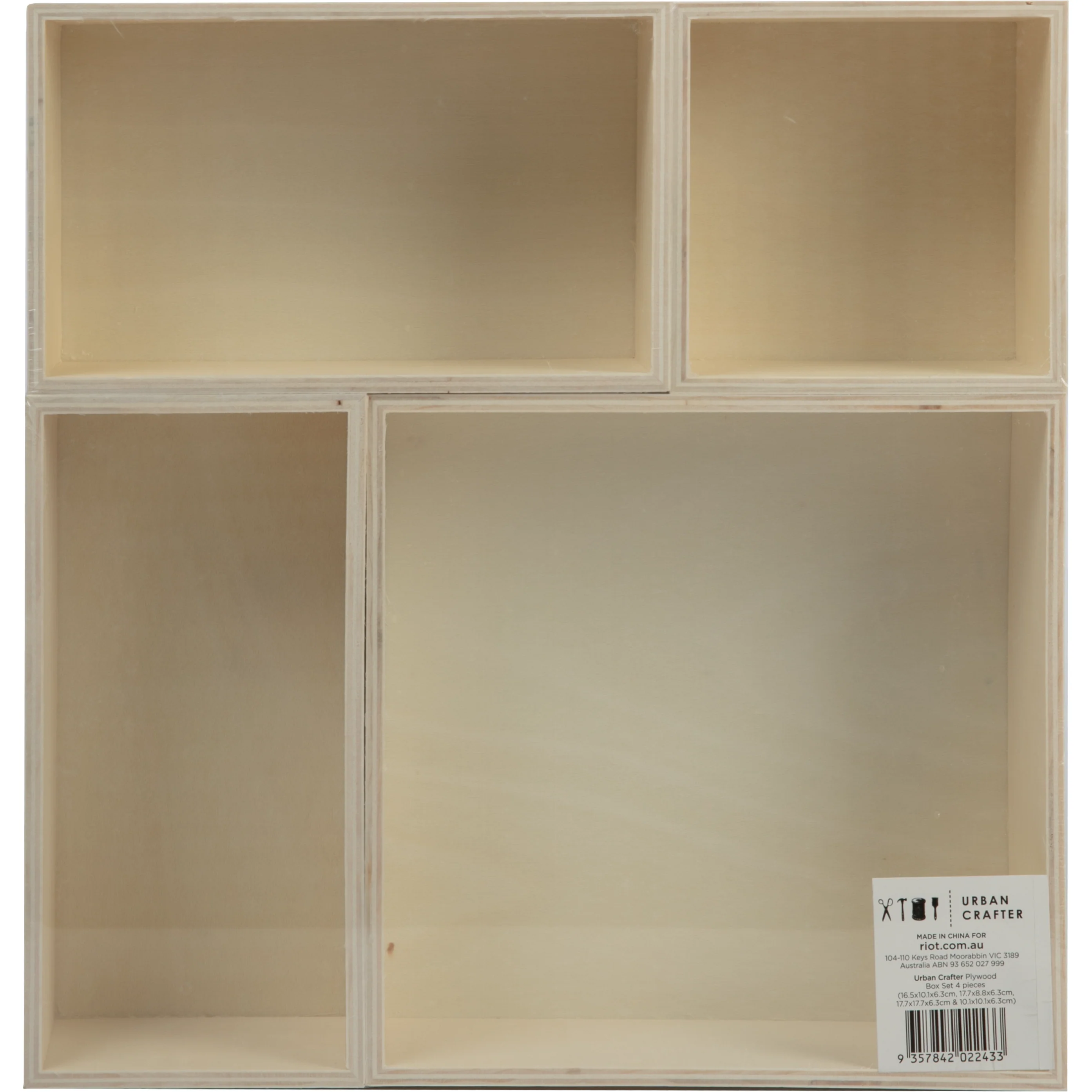 Urban Crafter Plywood Box Set 4 pieces (1: 16.5x10.1x6.3cm 2: 17.7x8.8x6.3cm 3: 17.7x17.7x6.3cm 4: 10.1x10.1x6.3cm) - Image 7