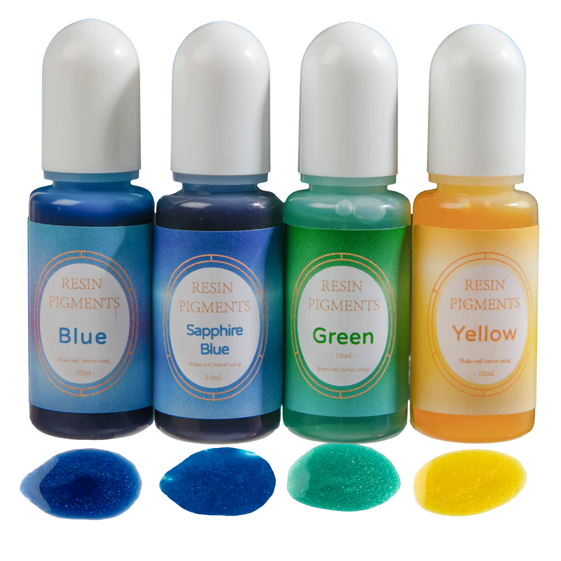 Urban Crafter Resin Pearlescent Dye 10ml (4 Pieces) for Epoxy Resin Sapphire, Blue, Yellow, Green