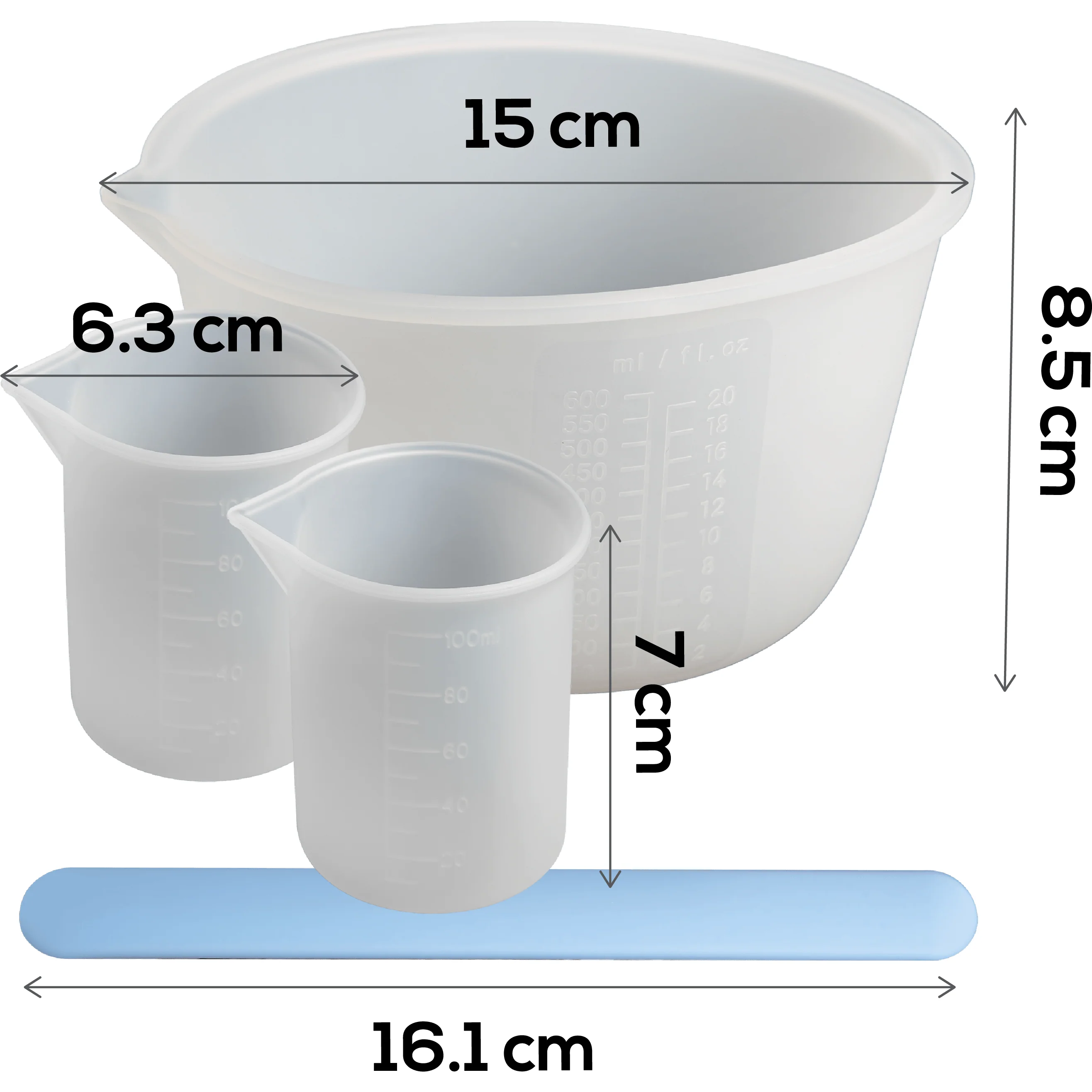 Urban Crafter Silicone Mixing Set - 3 x Cups , 1 x Silicone Stir Stick - Image 5