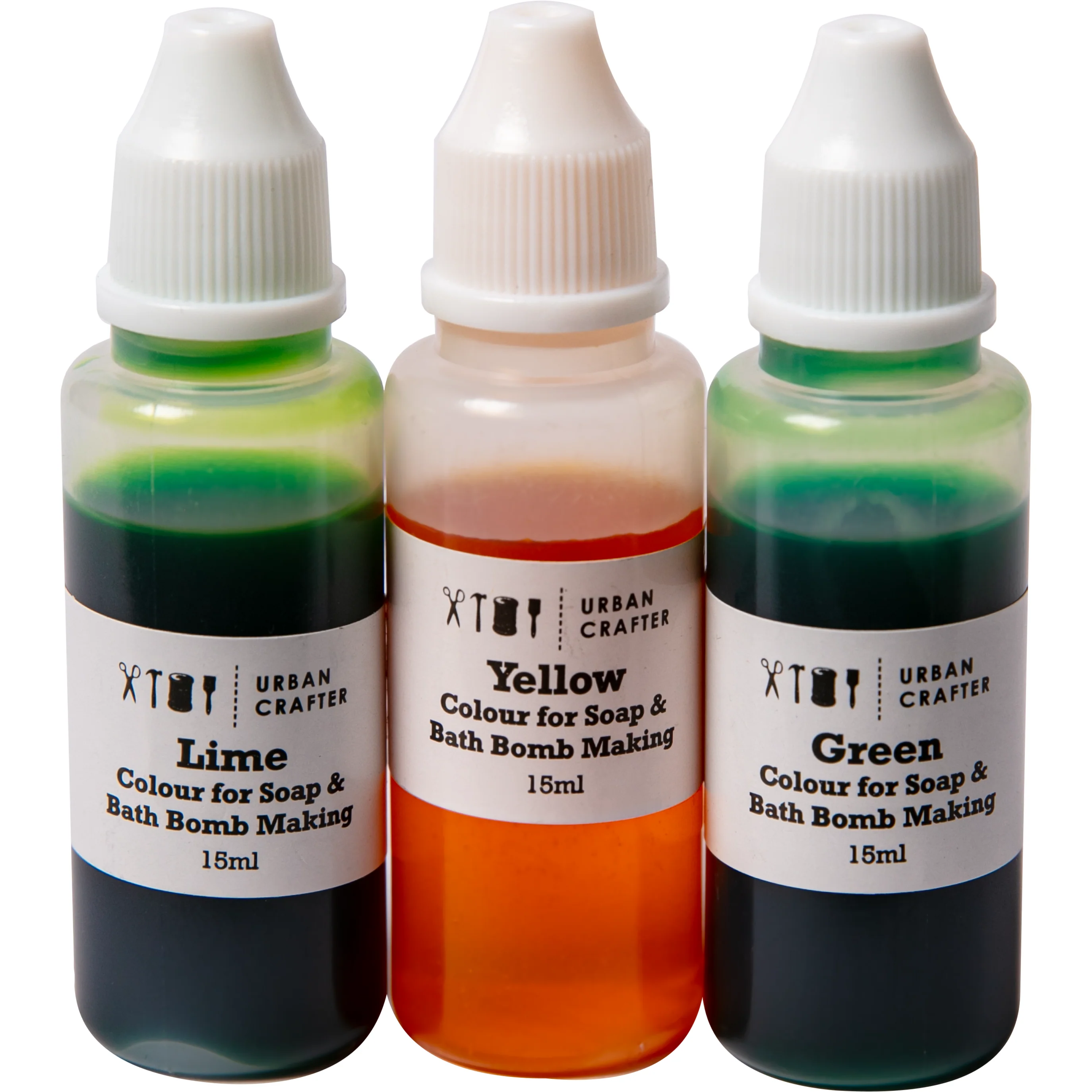 Urban Crafter Soap and Bath Bomb Making Colourant 3 colours x 15ml Green Hues - Image 5