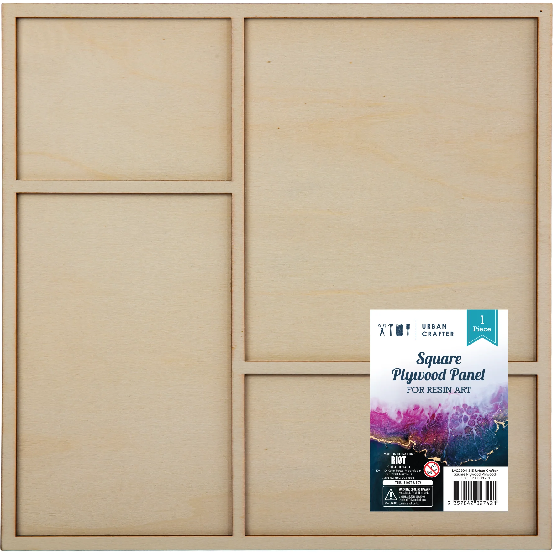 Urban Crafter Square Plywood Panel for Resin Art 25 x 25 x 0.6cm - Image 5