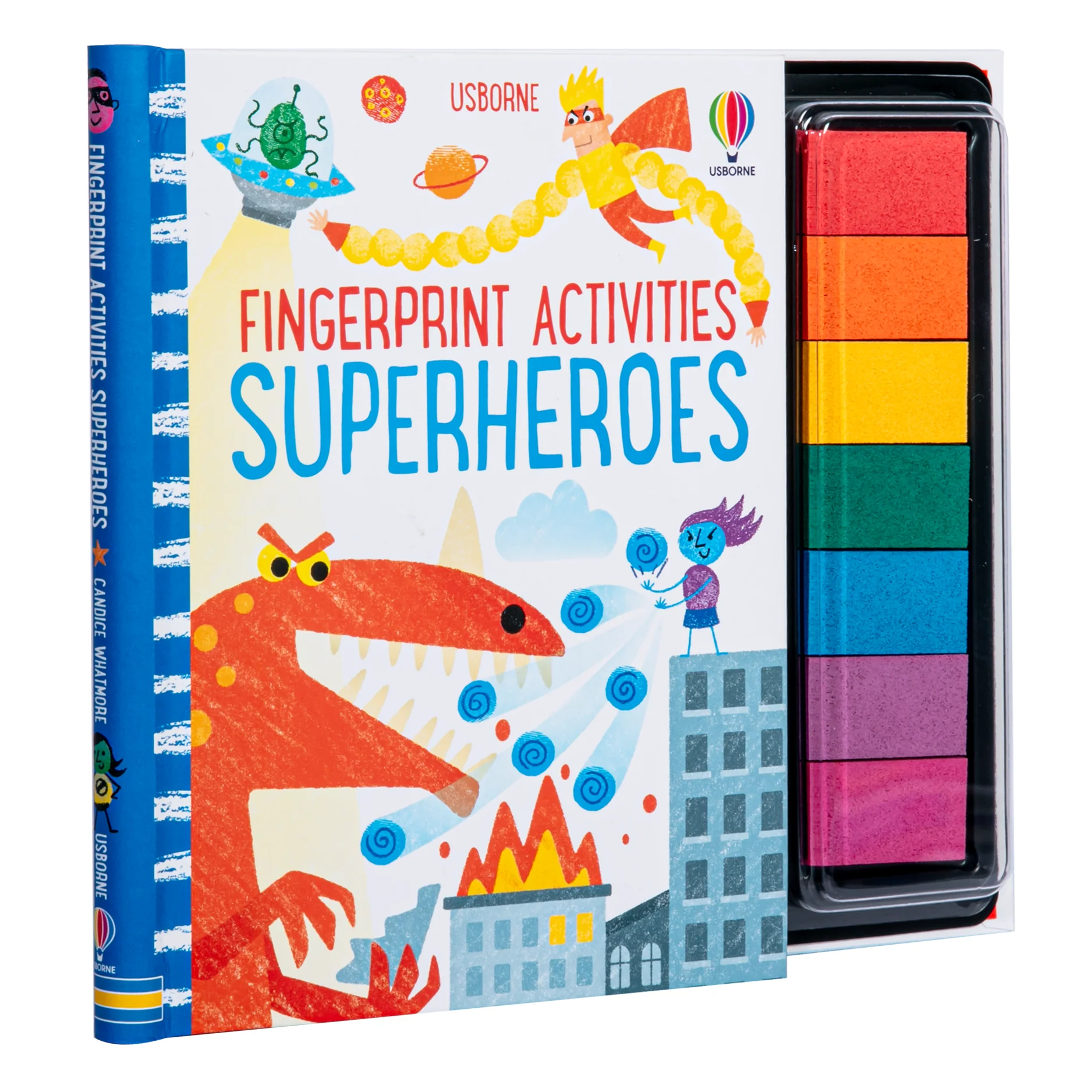 Usborne Fingerprinting Activity Book with Colourful Ink Pads – Superheroes - Image 4