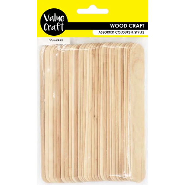 Wooden Jumbo Icy Pole Pop Sticks, Natural, 19x150mm, 30pcs