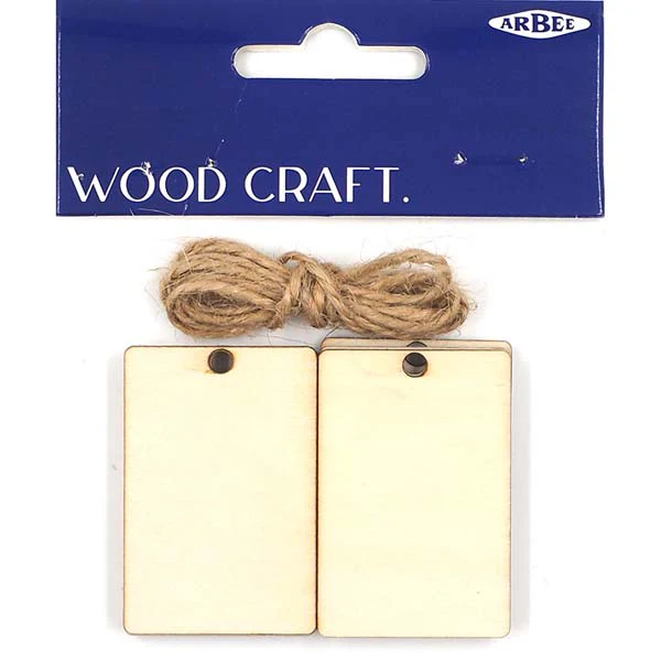 Wooden Rectangular Tag, 6pcs