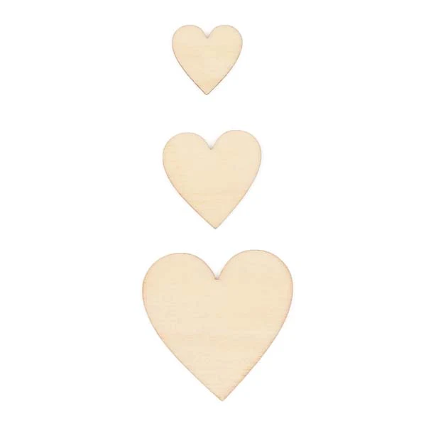 Wooden Shapes, Assorted Hearts, 60pcs - Image 2